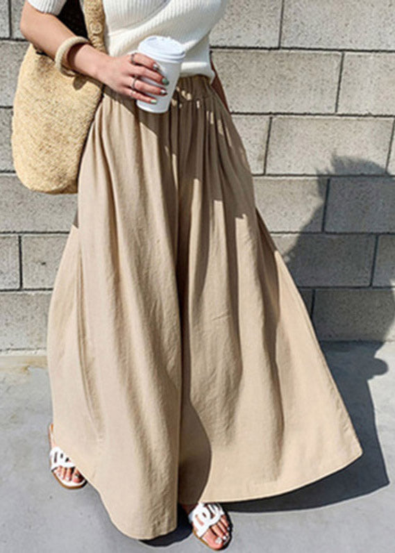 Stylish Olive Green Elastic Waist Wide Leg Pants Skirt Summer