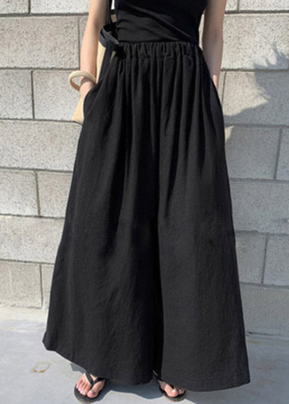 Stylish Olive Green Elastic Waist Wide Leg Pants Skirt Summer