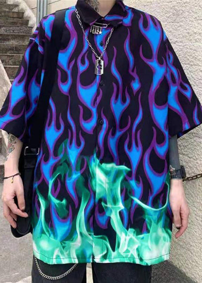 Stylish Peter Pan Collar Print Cotton Shirts Half Sleeve