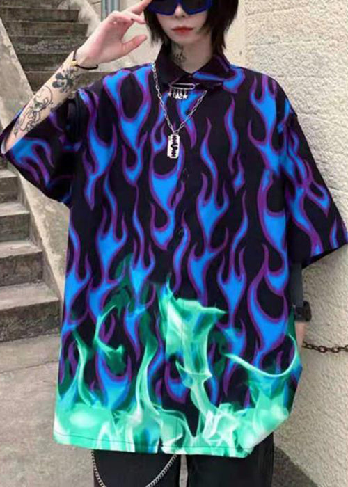 Stylish Peter Pan Collar Print Cotton Shirts Half Sleeve