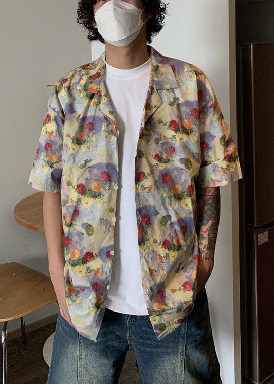 Stylish Print Button Cotton Shirts Summer