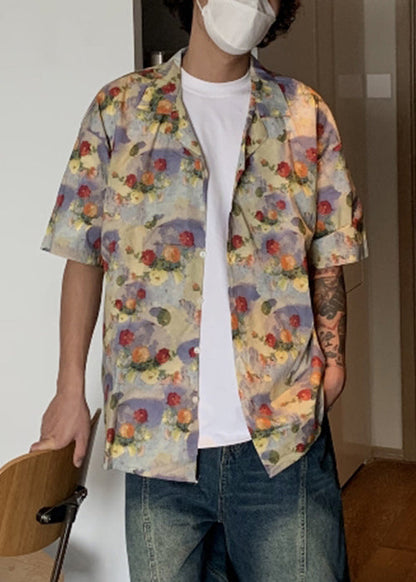 Stylish Print Button Cotton Shirts Summer