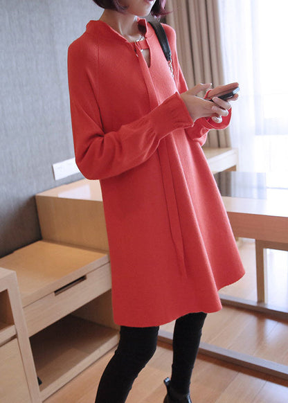 Stylish Purple V Neck Patchwork Loose Fall Knit Sweaters