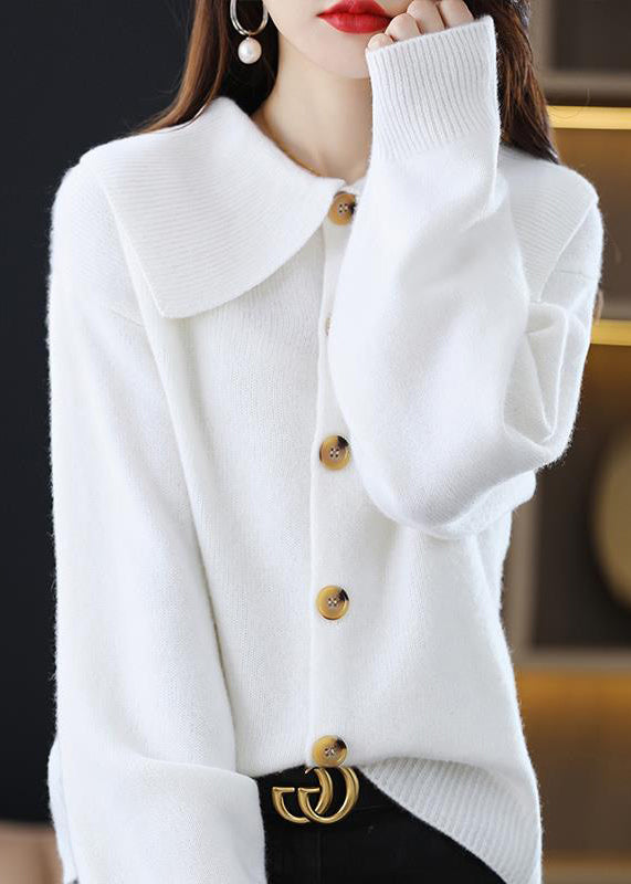 Stylish Red Peter Pan Collar Button Knit Cardigan Fall