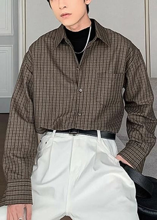 Stylish Red Plaid Peter Pan Collar Woolen Shirts Spring