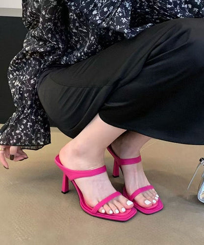 Stylish Rose Faux Leather Stiletto Slide Sandals Peep Toe