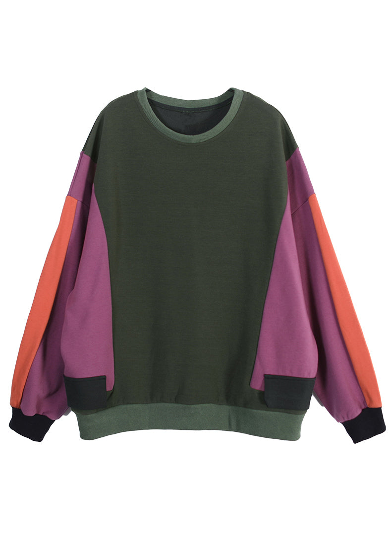Stylish Rose O-neck Patchwork Sweatshirts Fall