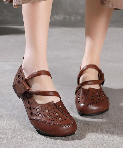 Stylish Splicing Loafers Green Genuine Leather Flat Sandals