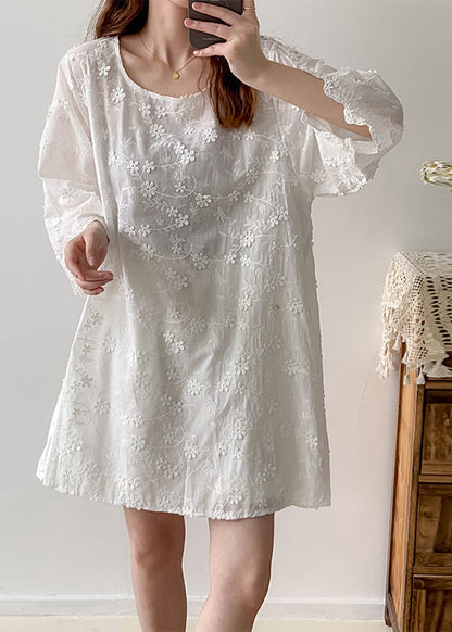 Stylish White Oversized Stereoscopic Cotton Vacation Dress Summer