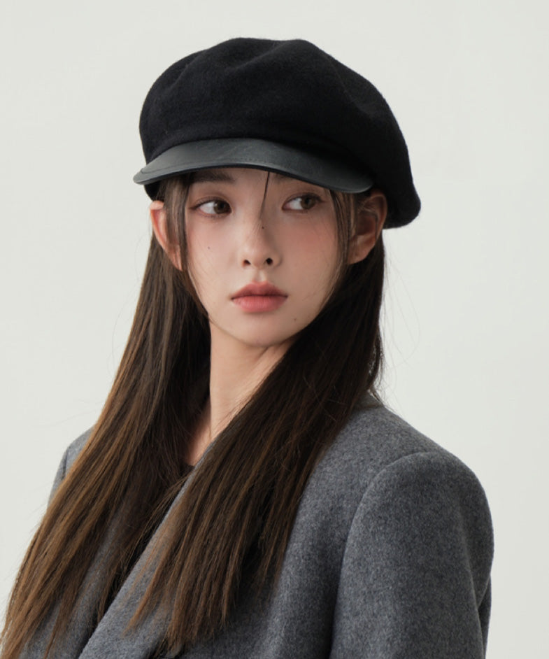Stylish White Patchwork Woolen Beret Hat