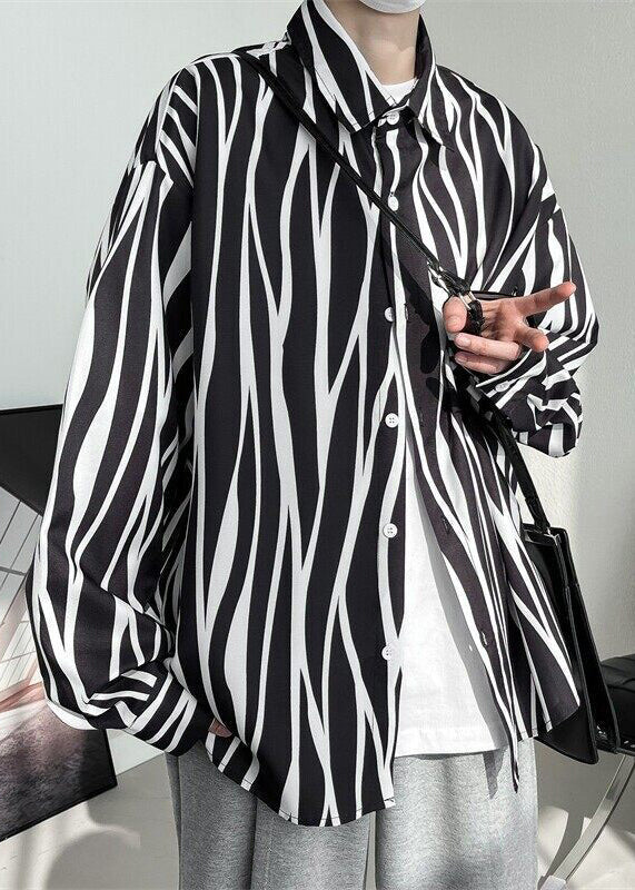 Stylish White Striped Button Cotton Shirts Spring