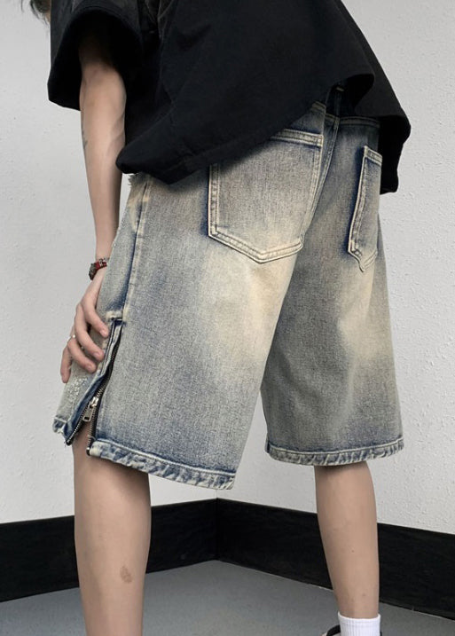 Stylish Zippered Hole High Waist Denim Shorts Summer
