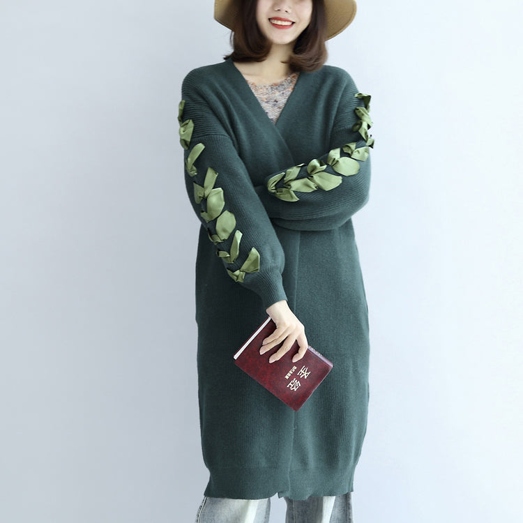 Stylish Green Oversized Knit Cardigans Sweater Coats