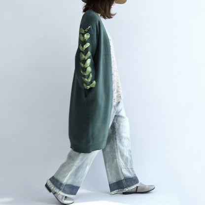 Stylish Green Oversized Knit Cardigans Sweater Coats