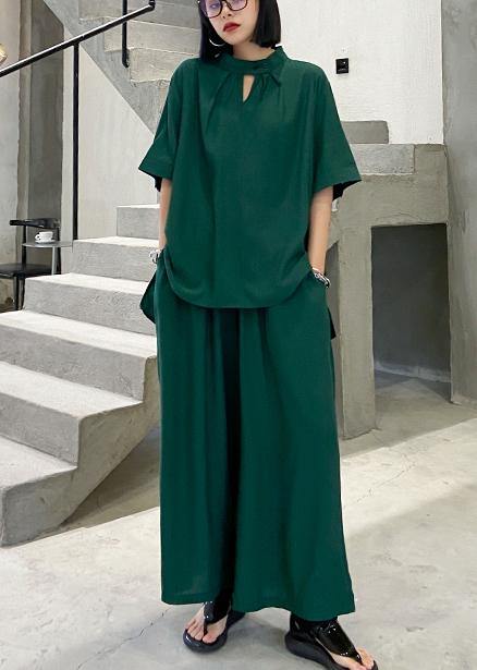 Suit Female Retro Fashionable Green Two-piece Set