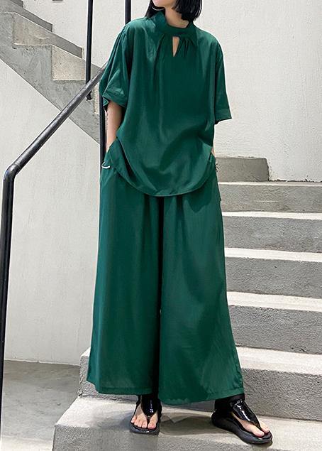 Suit Female Retro Fashionable Green Two-piece Set