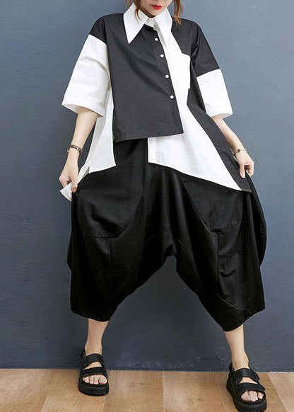 Summer Asymmetrical Design Shirt Harlem Pants Two Piece Suit