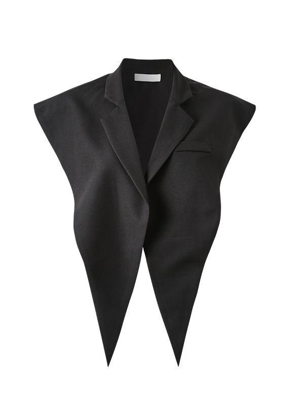 Summer Black Jacket With Collar and Shawl