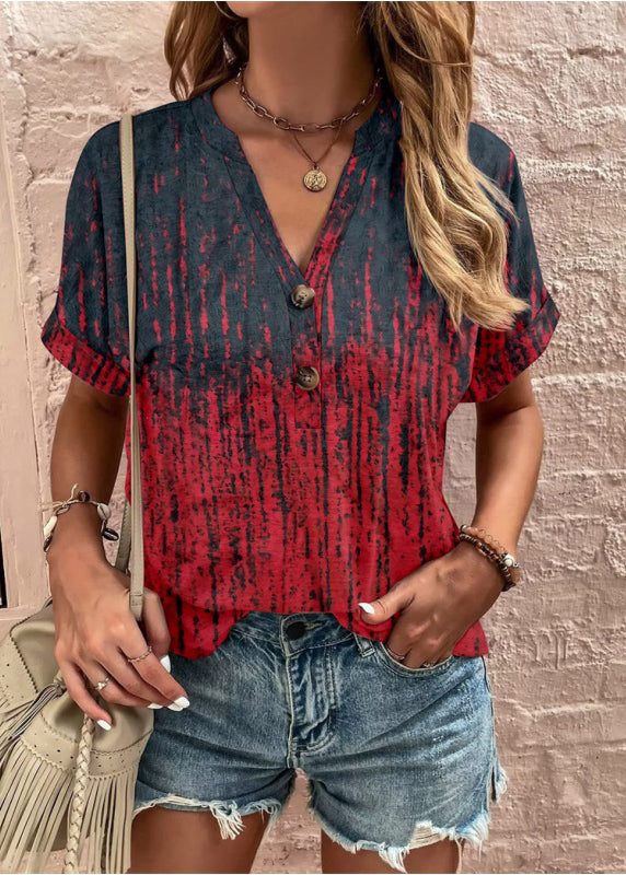 Summer Blouse Print T Shirt Tops Black