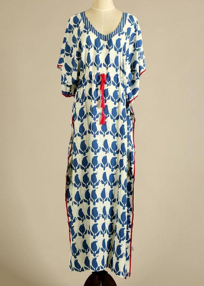 Summer Blue and White Wave Beach Gown
