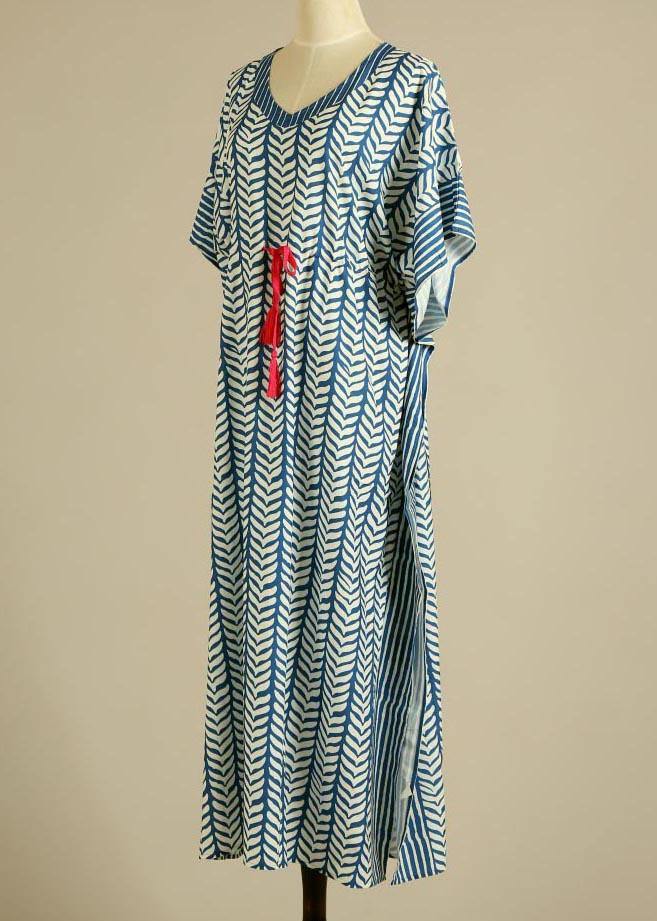 Summer Blue and White Wave Beach Gown