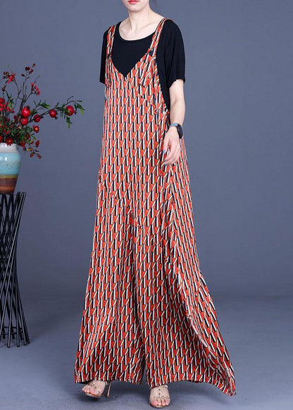 Summer Jumpsuit + Milk T-shirt Two Piece Set