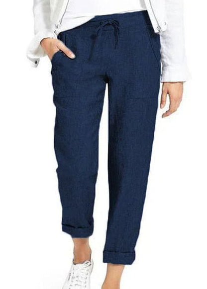 Grey Cotton Linen Pants for Loose Trousers