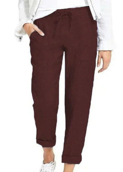Grey Cotton Linen Pants for Loose Trousers