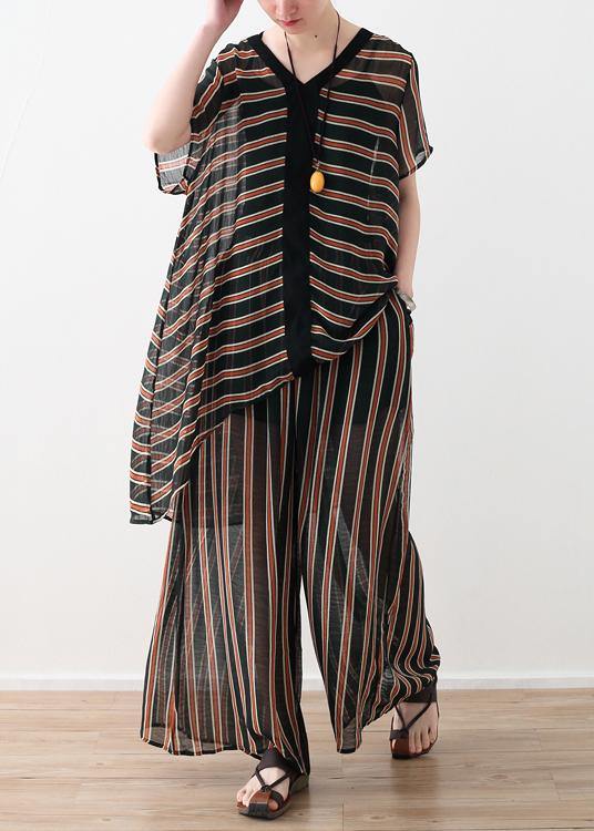 Summer Loose Size Striped Chiffon Shirt