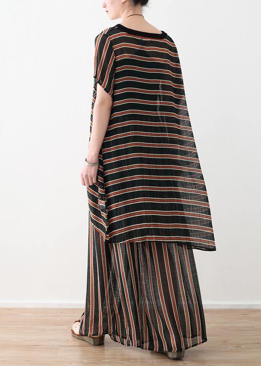 Summer Loose Size Striped Chiffon Shirt