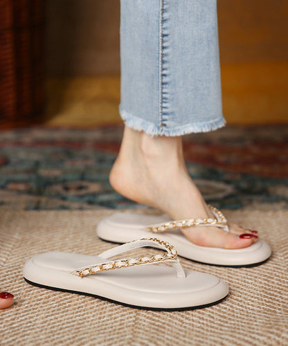 Summer New Black Chain Flip Flops Slide Sandals