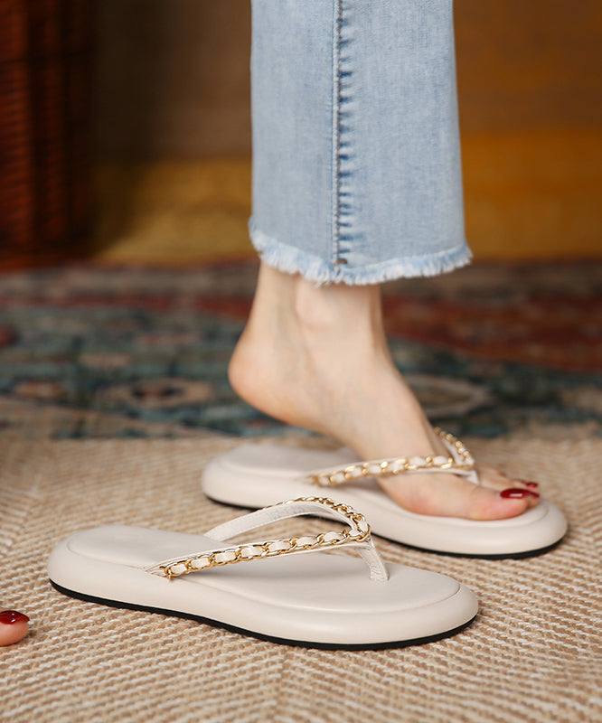 Summer New Black Chain Flip Flops Slide Sandals