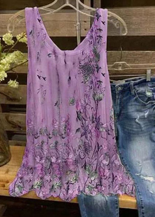 Summer New Sweet Light Yellow Print Vest Loose Size Sleeveless