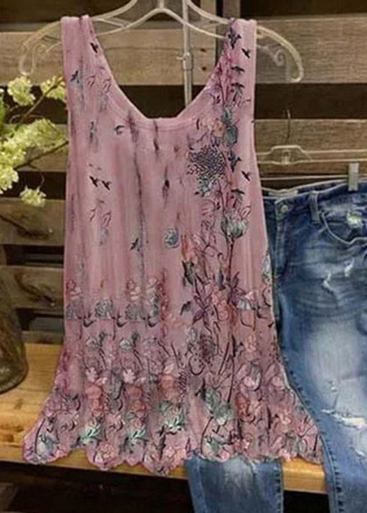 Summer New Sweet Light Yellow Print Vest Loose Size Sleeveless