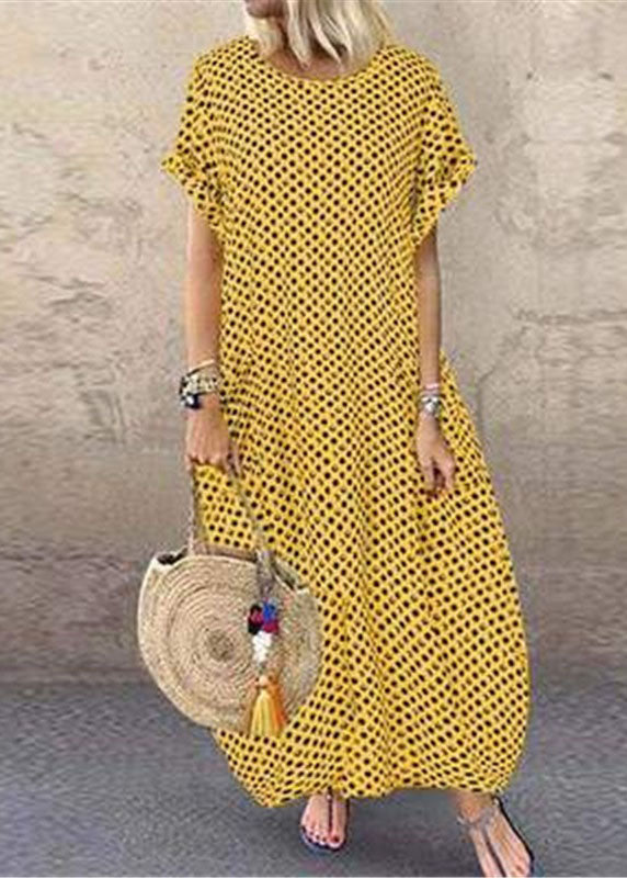 Summer Black Plaid Print Short Sleeve Dress