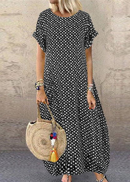 Summer Red Flower Print Short Sleeve Dress