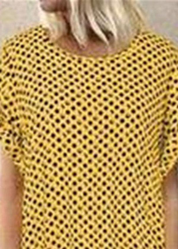 Summer Orange Geometry Print Short Sleeve Dress