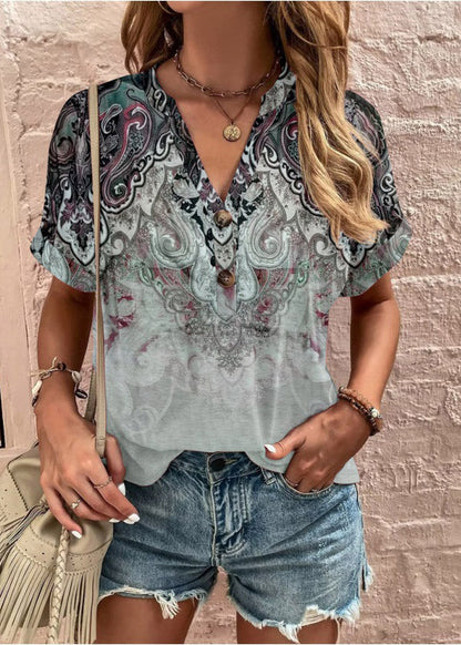 Summer Red Print T Shirt