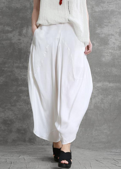 Summer Irregular Harem Pants White Color Pants