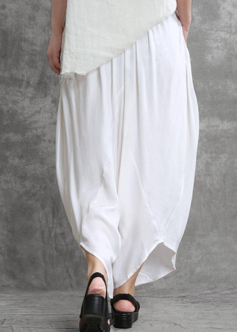 Summer Irregular Harem Pants White Color Pants