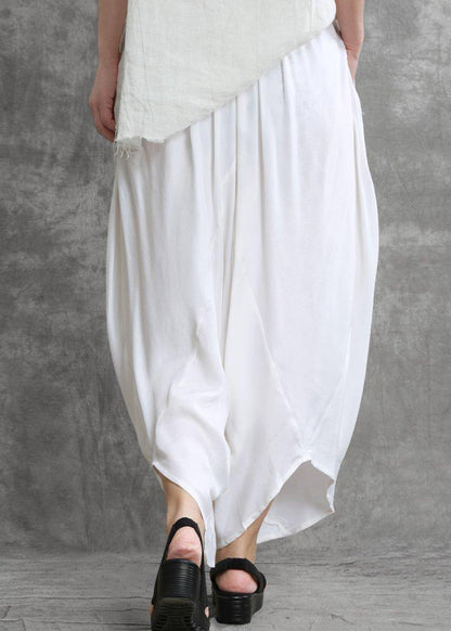 Summer Irregular Harem Pants White Color Pants