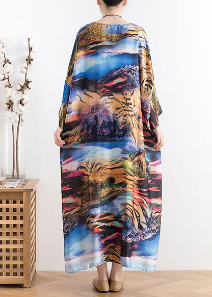 Summer New Chiffon Holiday Style Retro Dress Loose Printed Long Skirt