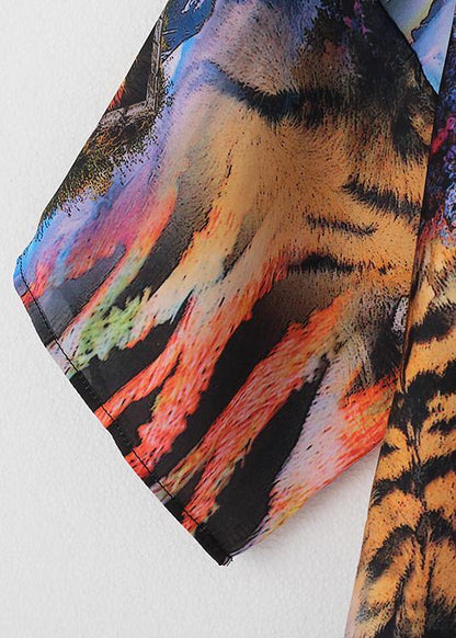 Summer New Chiffon Holiday Style Retro Dress Loose Printed Long Skirt