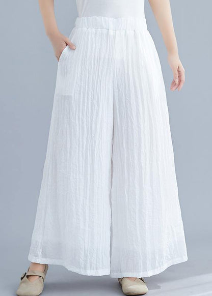 Summer New Cotton and Linen White Wide Leg Pants Loose Yoga Chinese Trousers