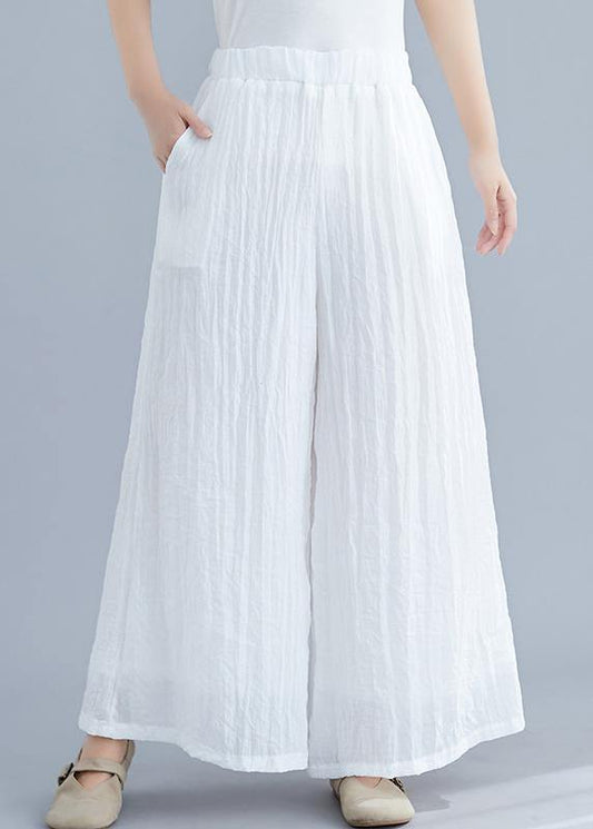 Summer New Cotton and Linen White Wide Leg Pants Loose Yoga Chinese Trousers