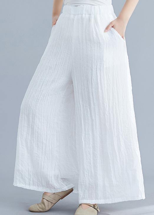 Summer New Cotton and Linen White Wide Leg Pants Loose Yoga Chinese Trousers