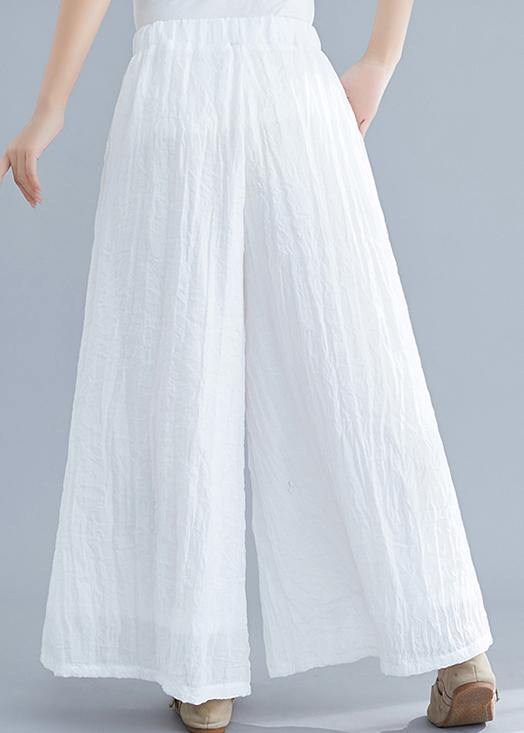 Summer New Cotton and Linen White Wide Leg Pants Loose Yoga Chinese Trousers