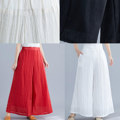 Summer New Cotton and Linen White Wide Leg Pants Loose Yoga Chinese Trousers