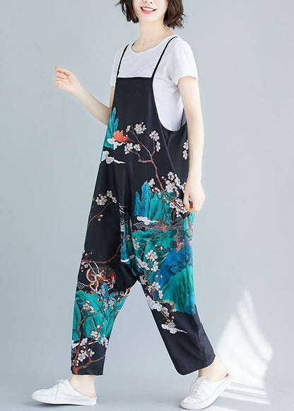 Summer Simple Print Personality Bib Nine Points Piece Harem Pants
