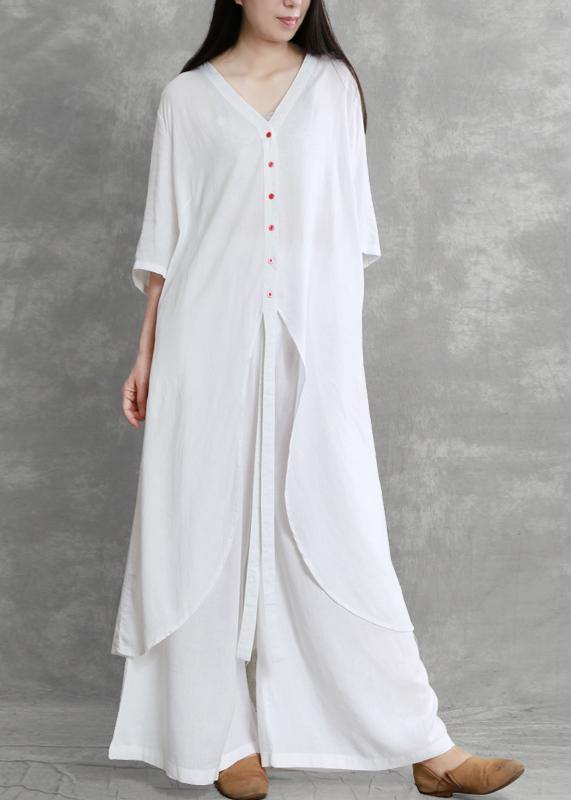 Summer Suit White Was Thin Two-piece Literary Goddess Shirt